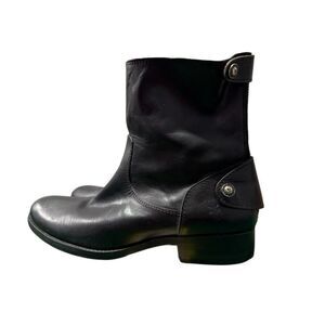 Frye Melissa Button Leather Zip Short Boot 3476501 Size 7 B Black